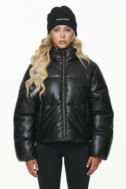 Pegador Jackets|Baker Vegan Leather Puffer Jacket Black