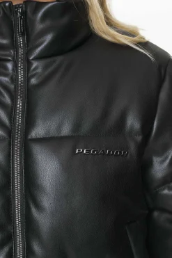 Pegador Jackets|Baker Vegan Leather Puffer Jacket Black