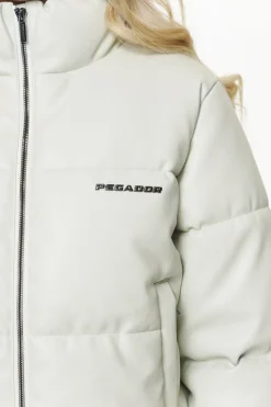 Pegador Jackets|Baker Vegan Leather Puffer Jacket Bone White