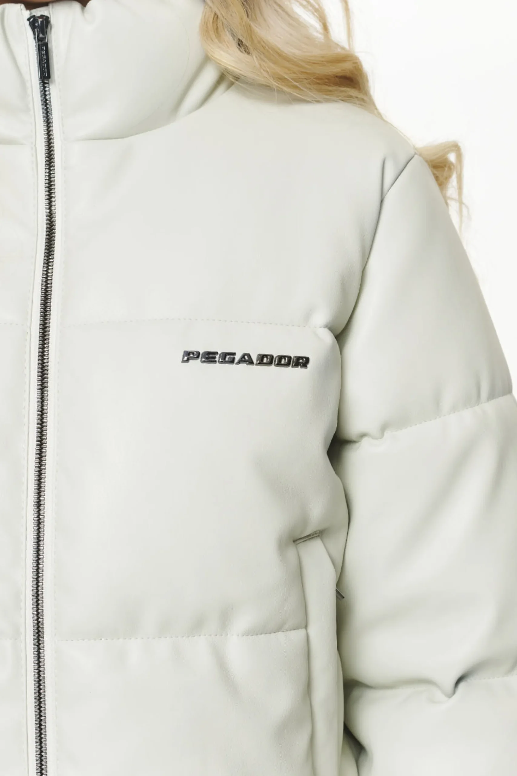 Pegador Jackets|Baker Vegan Leather Puffer Jacket Bone White