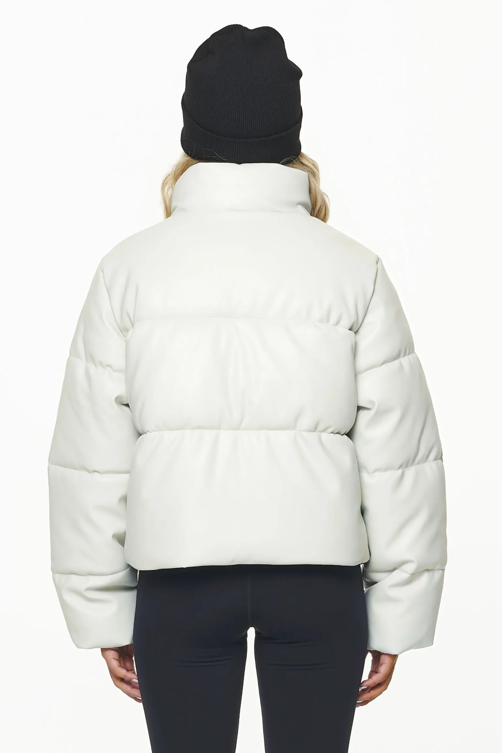 Pegador Jackets|Baker Vegan Leather Puffer Jacket Bone White