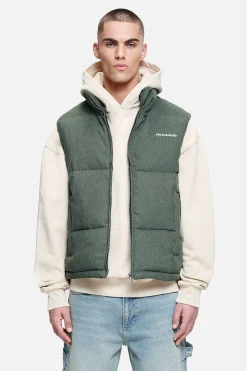 Pegador Vests|Bardon Cord Puffer Vest Forest Green