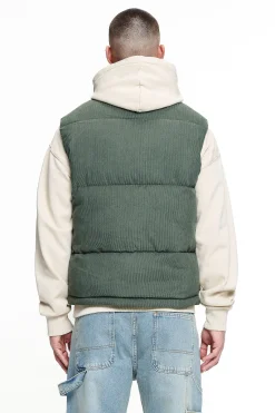 Pegador Vests|Bardon Cord Puffer Vest Forest Green