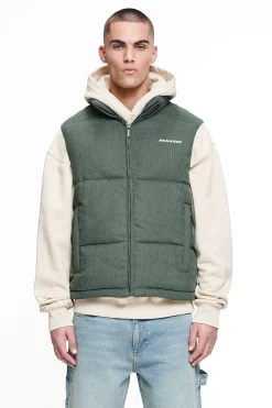 Pegador Vests|Bardon Cord Puffer Vest Forest Green