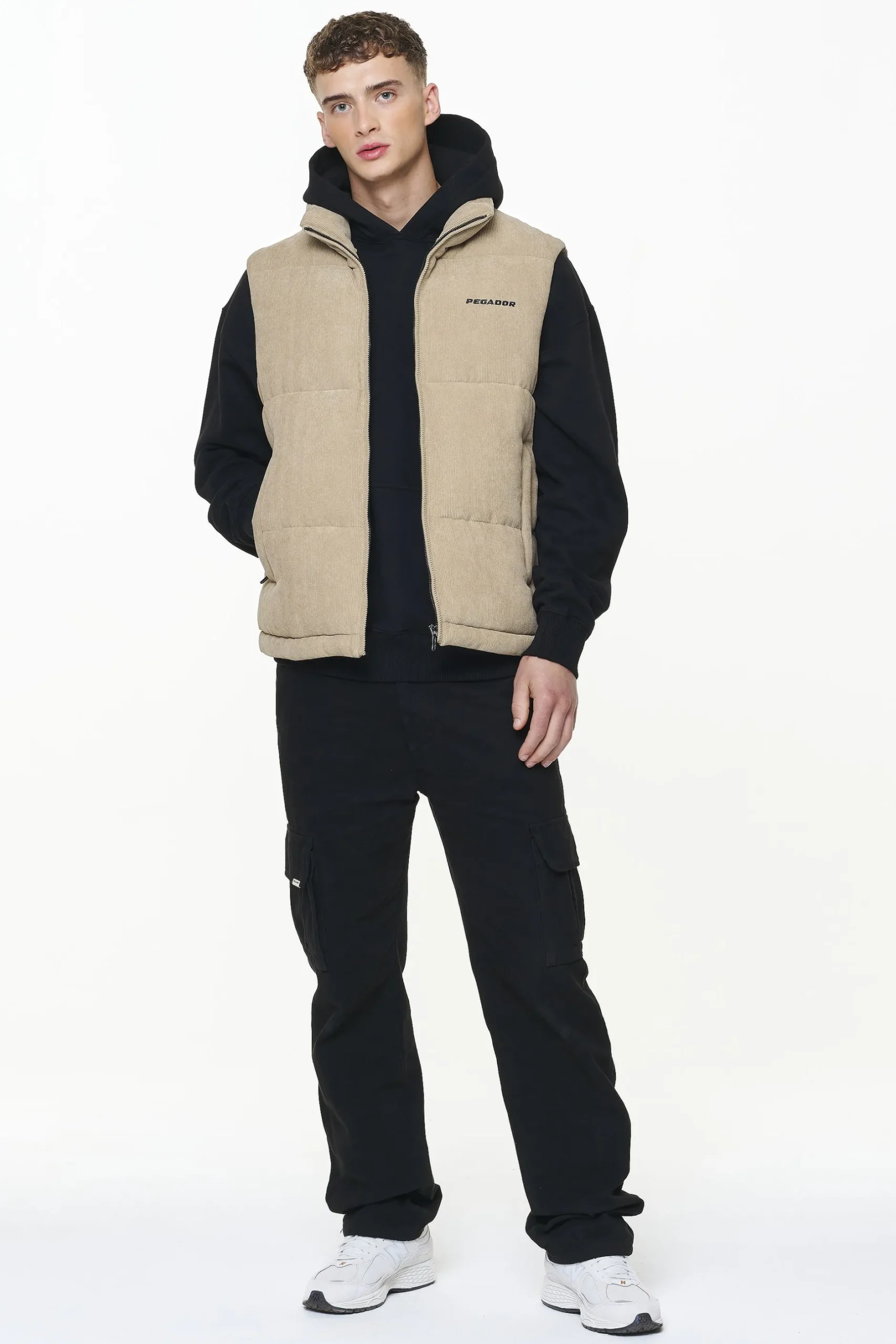 Pegador Vests|Bardon Cord Puffer Vest Sand
