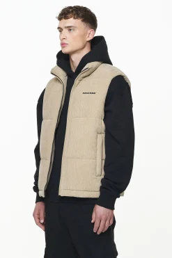 Pegador Vests|Bardon Cord Puffer Vest Sand
