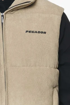 Pegador Vests|Bardon Cord Puffer Vest Sand