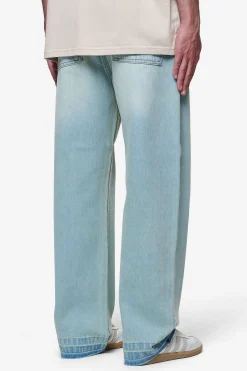 Pegador Jeans|Barrow Wide Baggy Jeans Sand Washed Blue