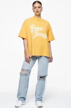 Pegador Tees|Birca Heavy Oversized Tee Vintage Washed Golden Sun