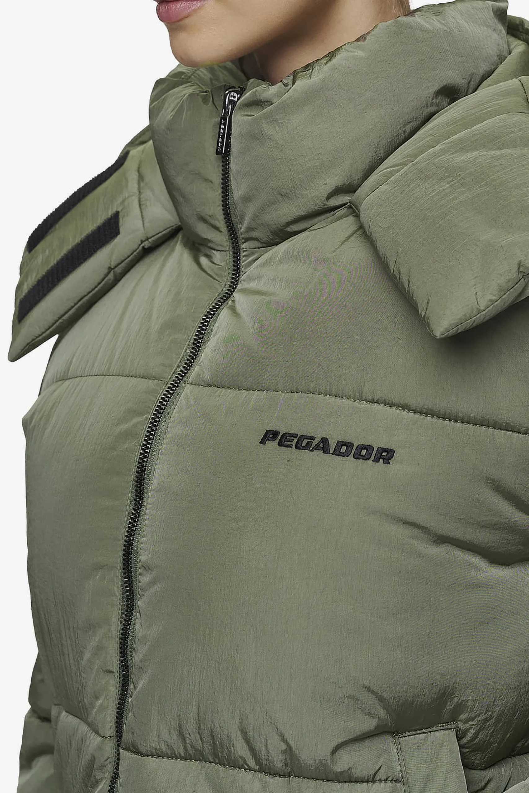 Pegador Jackets|Blanca Crushed Puffer Jacket Mud Olive