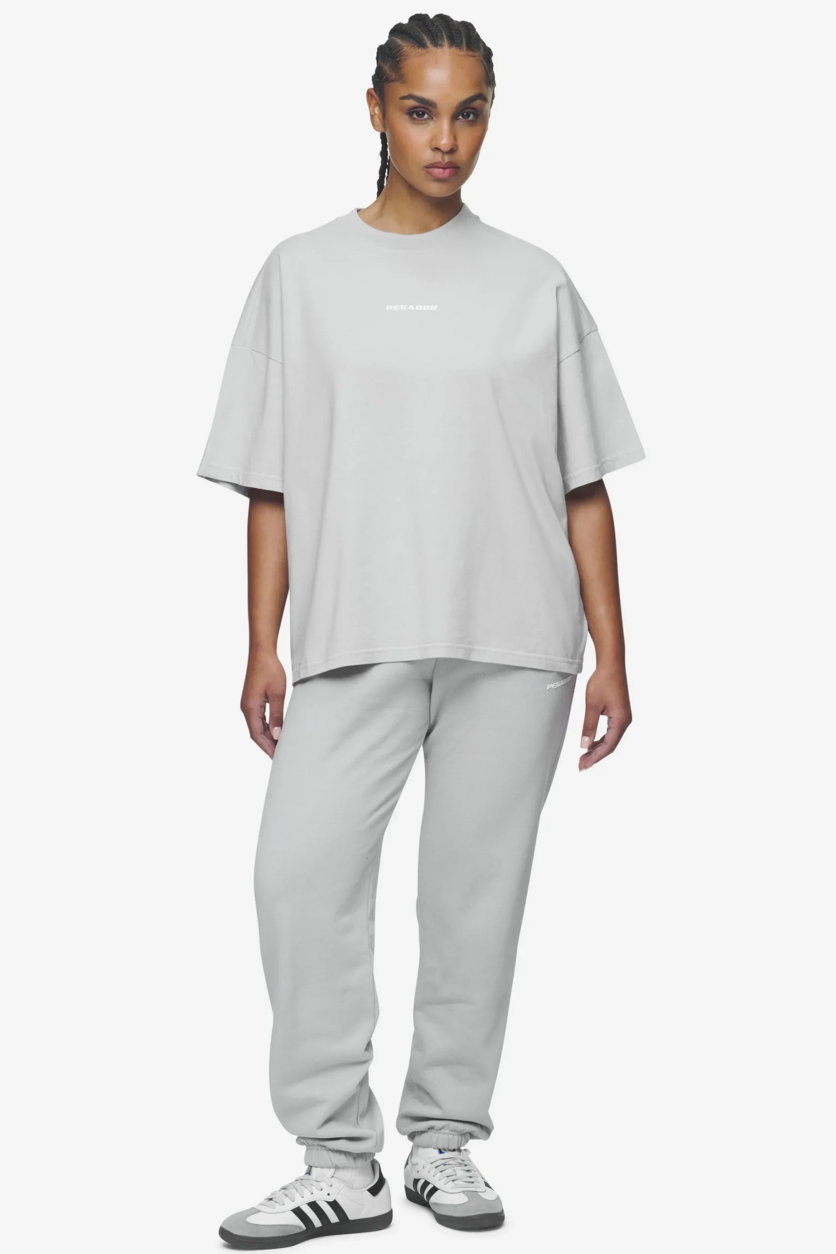 Pegador Tees|Bracy Heavy Oversized Tee White Gum Washed sky grey