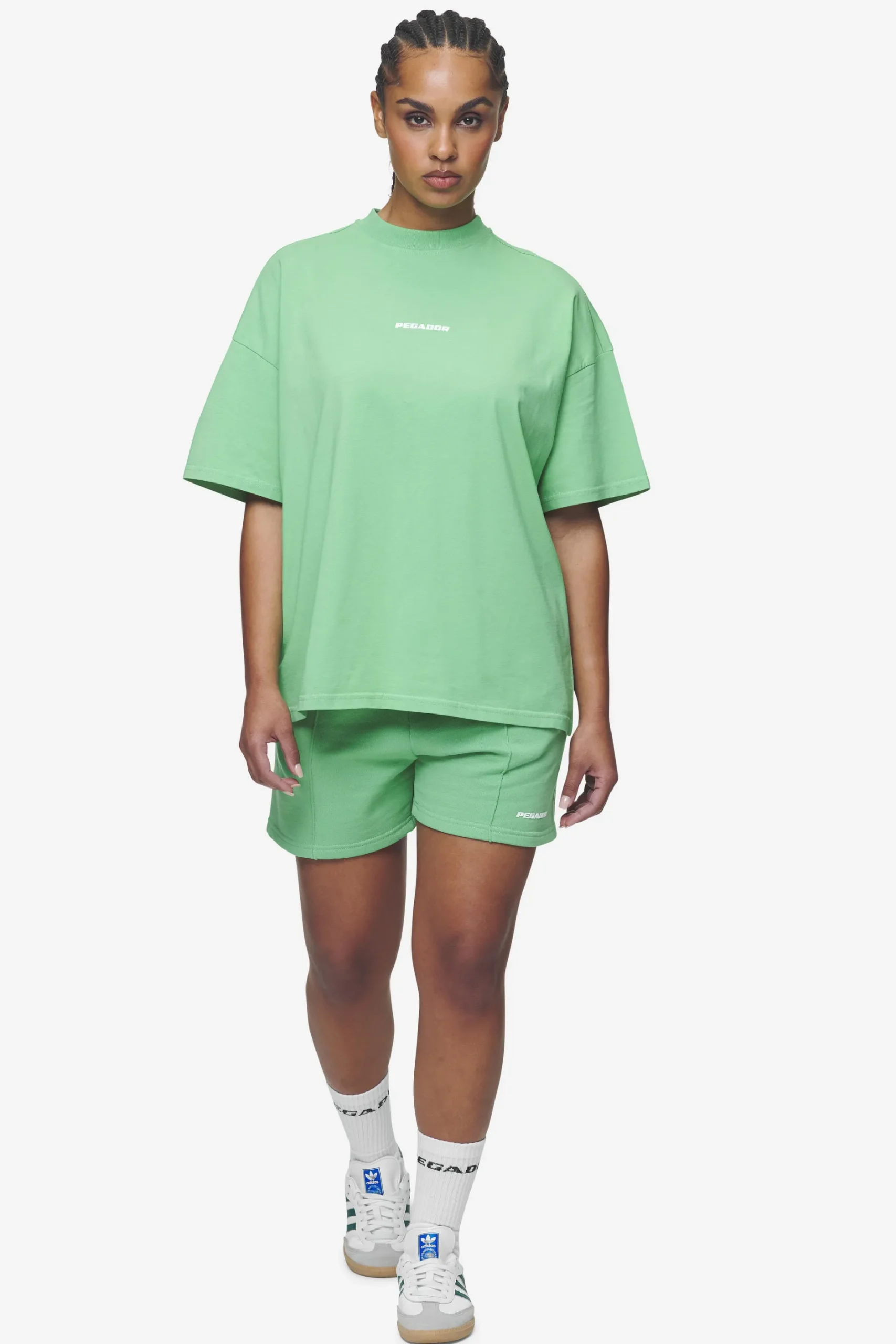 Pegador Tees|Bracy Heavy Oversized Tee White Gum Washed peppermint green