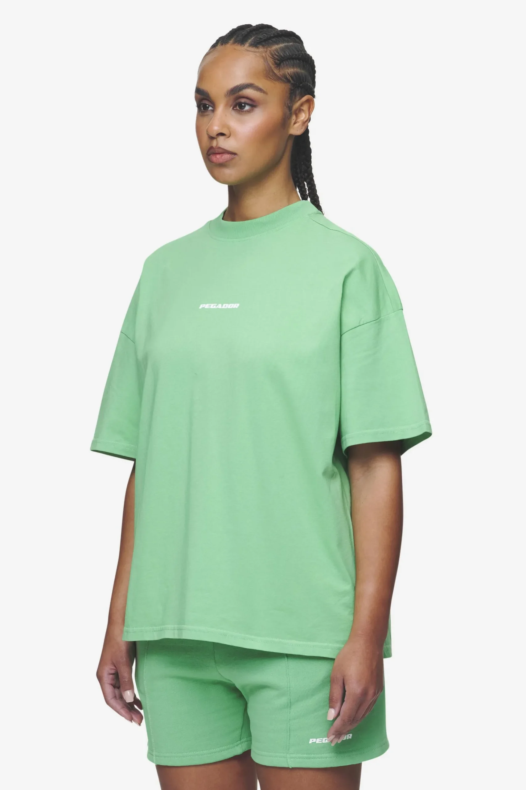 Pegador Tees|Bracy Heavy Oversized Tee White Gum Washed peppermint green