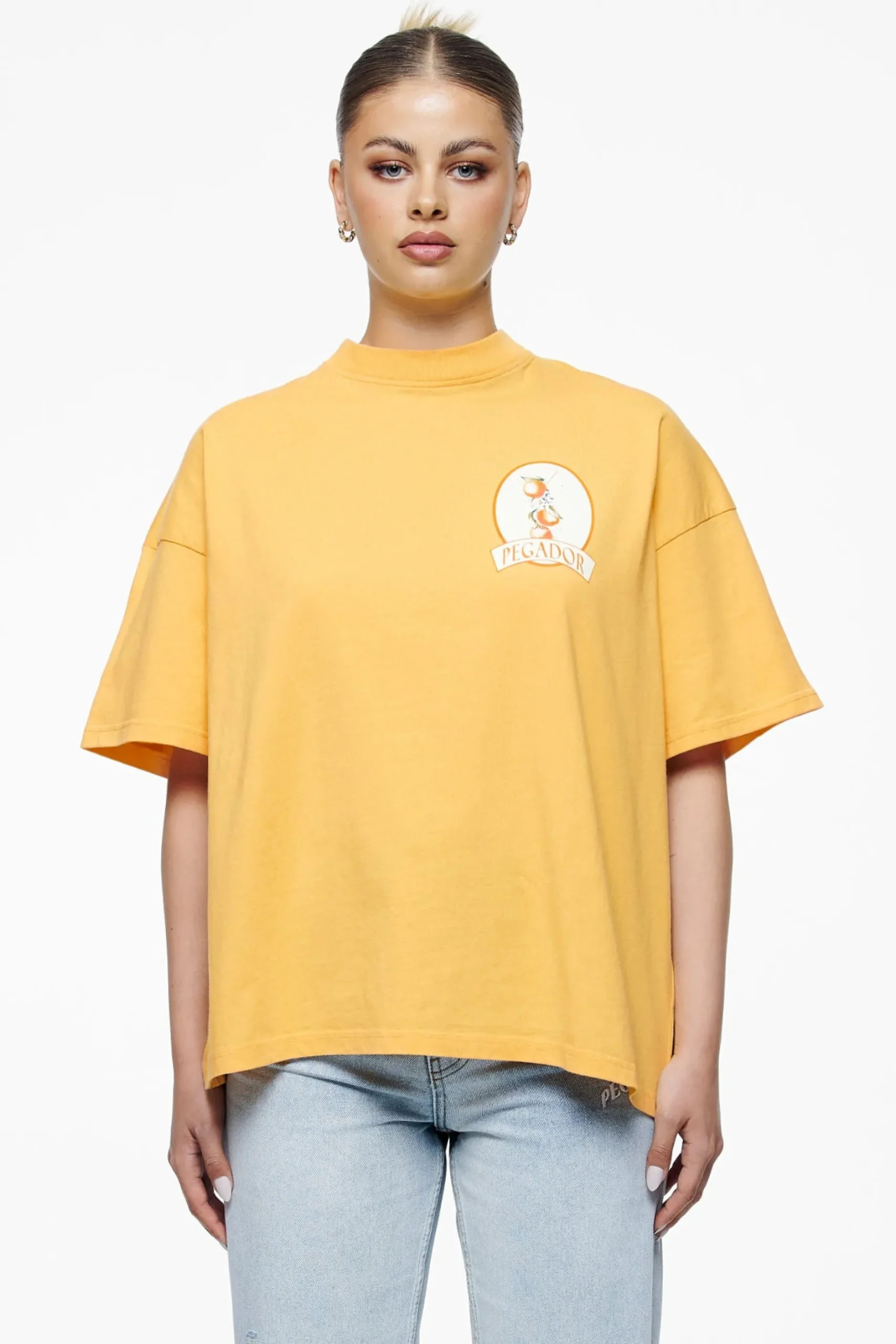 Pegador Tees|Brenda Heavy Oversized Tee Vintage Washed Golden Sun