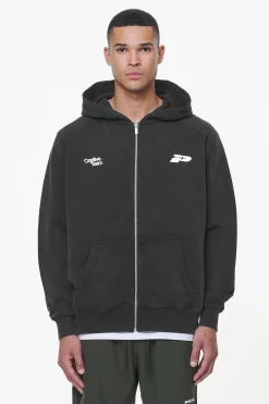 Pegador Hoodies|Zip Hoodies|Caesar Terry Raglan Sweat Jacket Vintage Black
