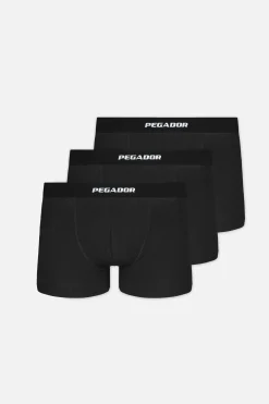 Pegador Underwear|Camino Boxershorts Single Logo 3 Pack Black Black