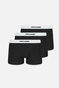 Pegador Underwear|Camino Boxershorts Single Logo 3 Pack Black White Black Black