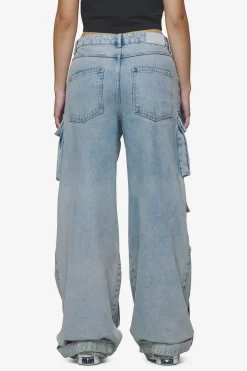 Pegador Jeans|Celina High Waist Cargo Jeans Washed Pale Blue