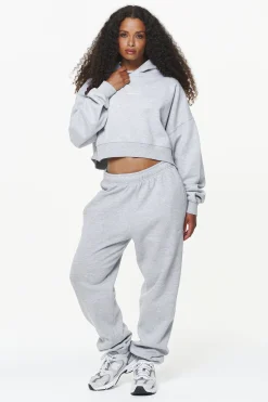 Pegador Hoodies|Chancery Oversized Cropped Hoodie Grey Melange