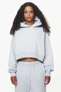 Pegador Hoodies|Chancery Oversized Cropped Hoodie Grey Melange