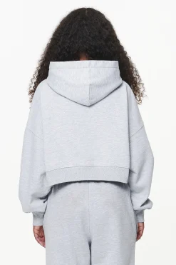 Pegador Hoodies|Chancery Oversized Cropped Hoodie Grey Melange