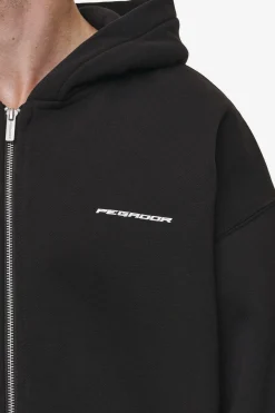 Pegador Hoodies|Zip Hoodies|Charles Oversized Sweat Jacket Washed Black