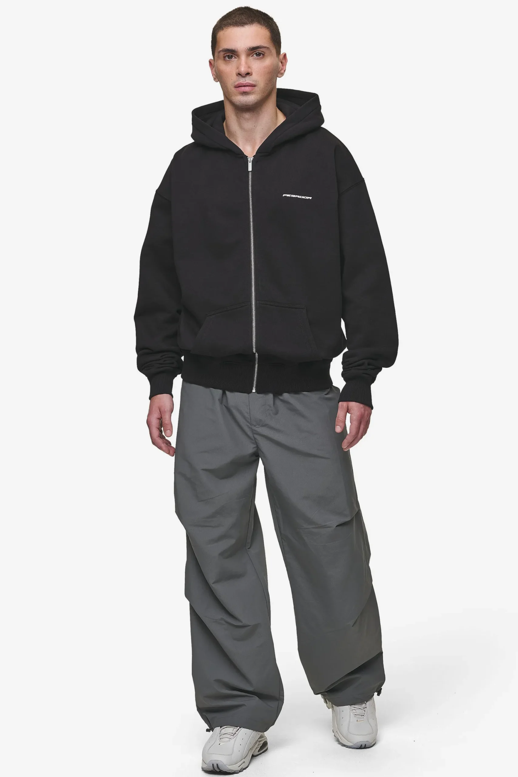 Pegador Hoodies|Zip Hoodies|Charles Oversized Sweat Jacket Washed Black