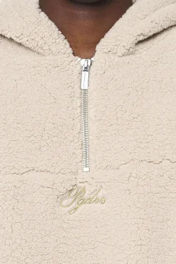 Pegador Hoodies|Clare Teddy Half Zip Hoodie Kingdom Beige