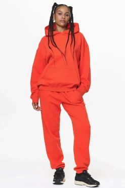 Pegador Hoodies|Clarita Logo Oversized Hoodie Washed Signal Red Gum
