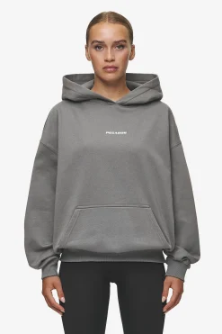 Pegador Hoodies|Clarita Logo Oversized Hoodie Washed Deep Grey White Gum