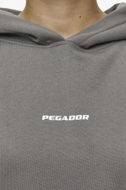 Pegador Hoodies|Clarita Logo Oversized Hoodie Washed Deep Grey White Gum