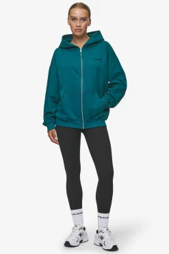 Pegador Hoodies|Zip Hoodies|Clarita Oversized Sweat Jacket Washed Urban Turquoise Black Gum