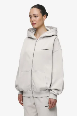 Pegador Hoodies|Zip Hoodies|Clarita Oversized Sweat Jacket Washed Moon Grey Black Gum