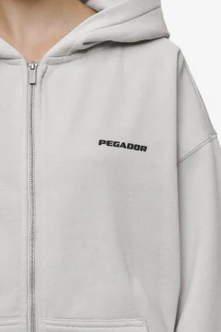 Pegador Hoodies|Zip Hoodies|Clarita Oversized Sweat Jacket Washed Moon Grey Black Gum
