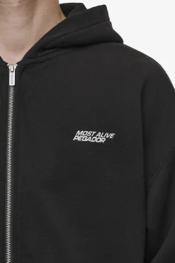 Pegador Hoodies|Zip Hoodies|Clayton Oversized Sweat Jacket Washed Black