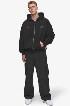 Pegador Hoodies|Zip Hoodies|Clayton Oversized Sweat Jacket Washed Black