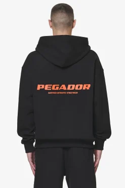 Pegador Hoodies|Colne Logo Oversized Hoodie Black Signal Red