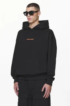 Pegador Hoodies|Colne Logo Oversized Hoodie Black Signal Red