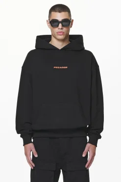 Pegador Hoodies|Colne Logo Oversized Hoodie Black Signal Red