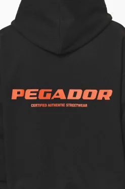 Pegador Hoodies|Colne Logo Oversized Hoodie Black Signal Red