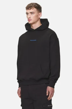 Pegador Hoodies|Colne Logo Oversized Hoodie Washed Black Retro Blue