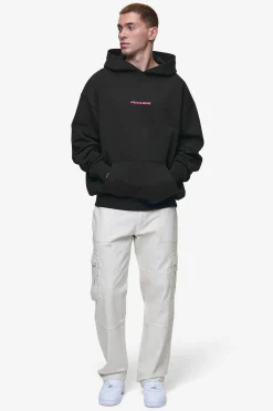 Pegador Hoodies|Colne Logo Oversized Hoodie Washed Black Virtual Pink