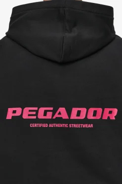 Pegador Hoodies|Colne Logo Oversized Hoodie Washed Black Virtual Pink