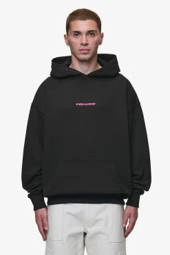 Pegador Hoodies|Colne Logo Oversized Hoodie Washed Black Virtual Pink