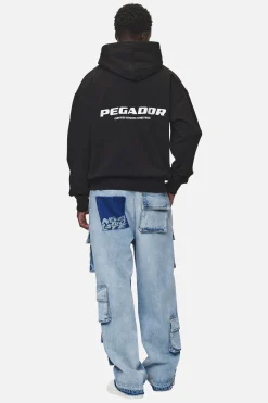 Pegador Hoodies|Colne Logo Oversized Hoodie Washed Black