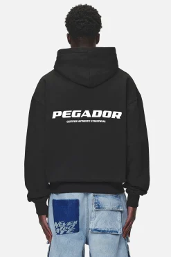 Pegador Hoodies|Colne Logo Oversized Hoodie Washed Black