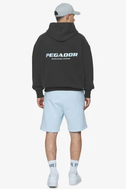 Pegador Hoodies|Colne Logo Oversized Hoodie Baby Blue Vintage black