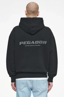 Pegador Hoodies|Colne Logo Oversized Hoodie Vintage Washed Black Ink Gum