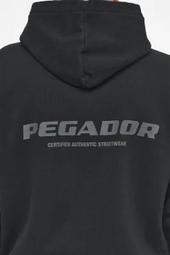 Pegador Hoodies|Colne Logo Oversized Hoodie Vintage Washed Black Ink Gum
