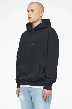 Pegador Hoodies|Colne Logo Oversized Hoodie Vintage Washed Black Ink Gum